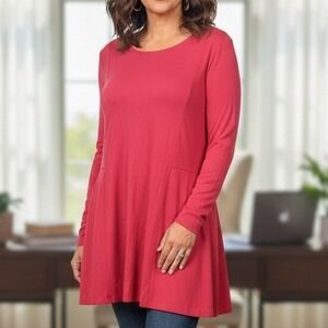 J.Jill Wearever Medium $89 Salmon Pink Rayon Stretch Long Sleeve Tunic